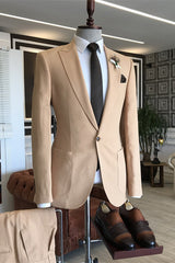 Caden Stylish Champagne Peaked Lapel Men's Prom Suit