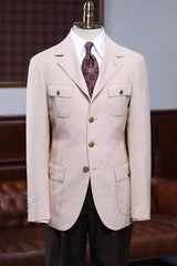 Caden Traditional Beige Notched Lapel Prom Ensemble For Men