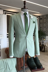 Caesar Modern Teal Blue Peaked Lapel Prom Suit For Men