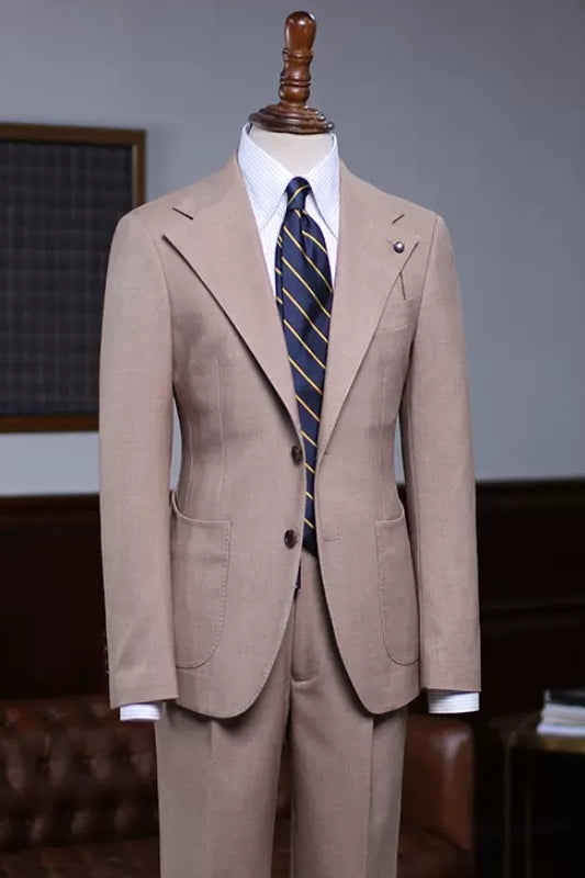 Caesar Sophisticated Tan Notched Lapel Prom Attire For Men