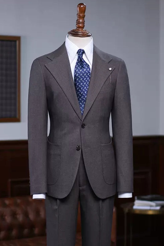 Caleb Dark Gray Decent Notched Lapel Business Suit