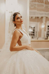 Cap sleeves Ivory Ball Gown Floor length Wedding Dress