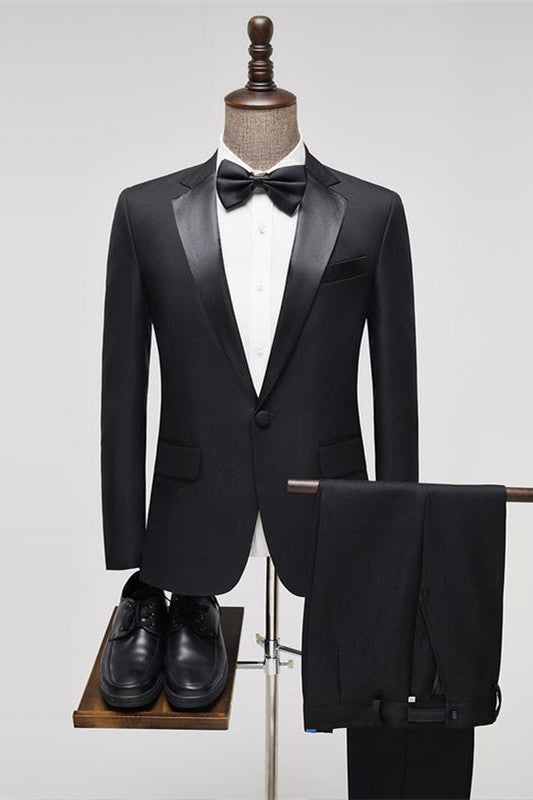 Carr Chic Black Notched Lapel Two-Piece Prom Suit For Men