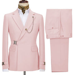 Carter Latest Pink Notched Lapel Special Closure Two Pieces Business Men’s Suits