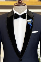 Cecil Fancy Navy Blue Peaked Lapel Two-Piece Prom Suit