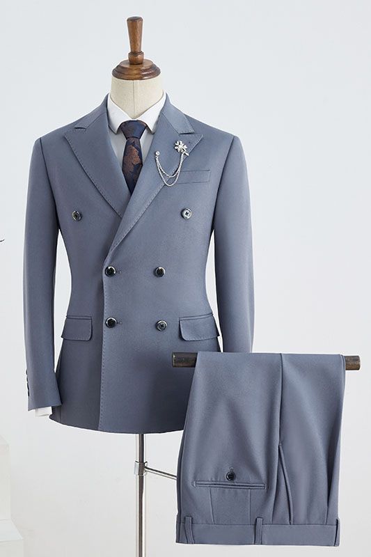 Cecil Unique Blue Peak Lapel Double Breasted Tailored Business Suit