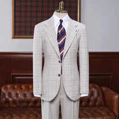 Chapman Simple Gray Notch Lapel Plaid Business Suit Collection