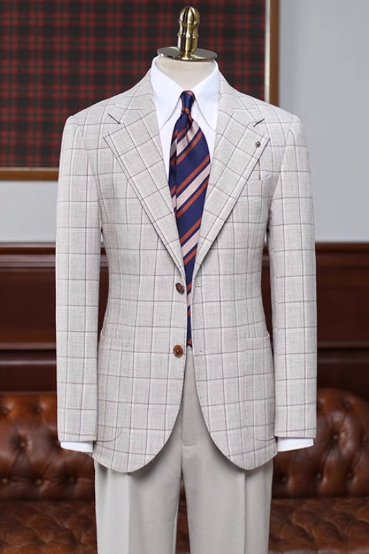 Chapman Simple Gray Notch Lapel Plaid Business Suit Collection