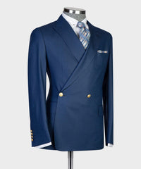 Charlie Navy Peak Lapel Double Breasted Two-Piece Men’s Suits