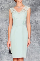 Charming Short Mint Chiffon Lace Mother of The Bride Dress with Jacket