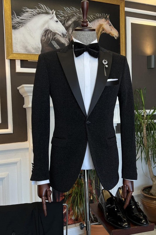 Chester Bespoke Black Peaked Lapel Two-Piece Prom Suit for Men