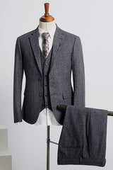 Chester Dark Gray Notched Lapel Two Button Slim Fit Business Suit