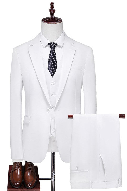 Chic Ivory Notched Lapel One Button Three-Piece Men's Prom Ensemble