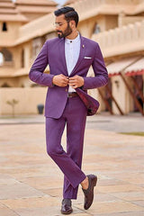 Chic Purple Slim Fit Notched Lapel Custom Prom Suit for Men