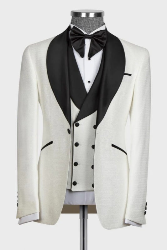 Christ White Shawl Lapel Three-Piece Suit for Men's Wedding