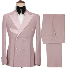 Christopher Chic Pink Double-Breasted Peaked Lapel Men’s Suit