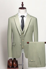 Clarence Modern Sage Notched Lapel Three Piece Prom Men's Suit