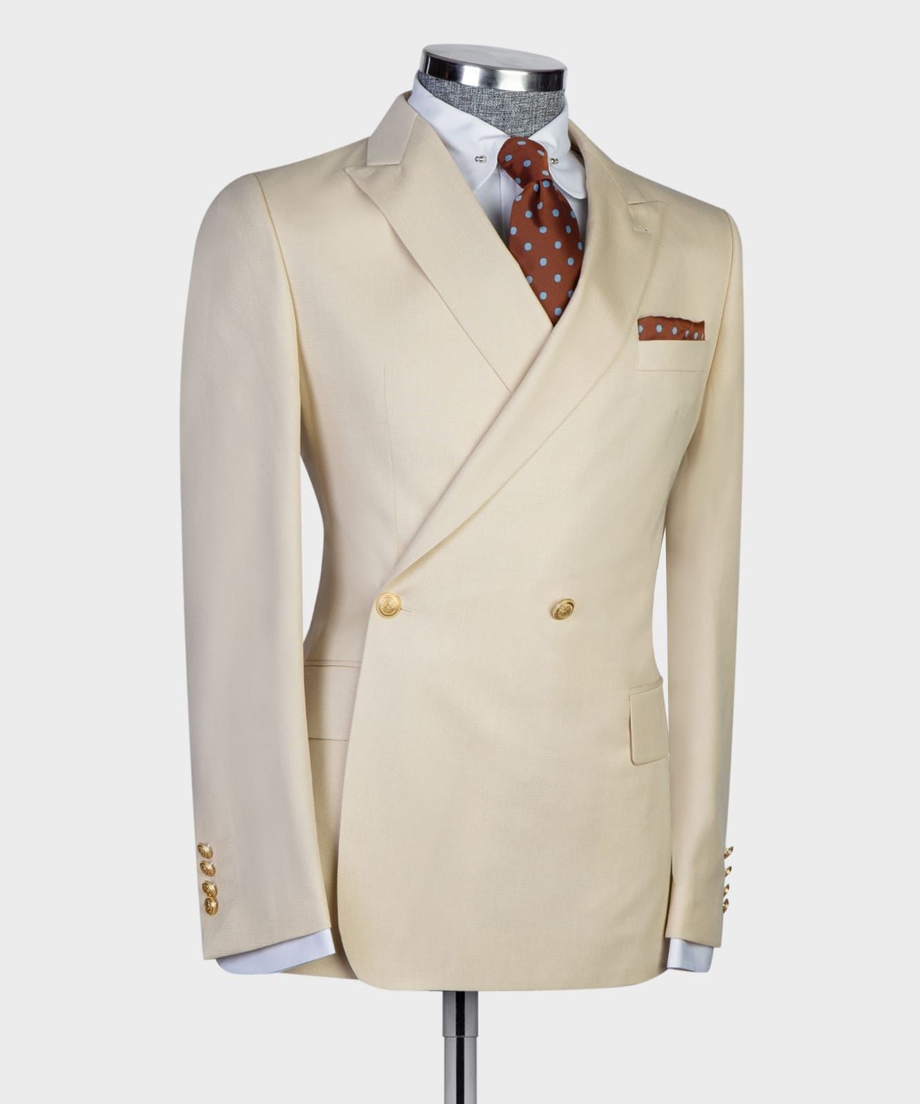 Clark Champagne New Double Breasted Custom Men’s Suits