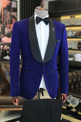 Claude Elegant Royal Blue Shawl Collar Two-Piece Groom's Wedding Suit