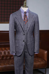 Cleveland Bespoke Dark Gray Three-Piece Notched Lapel Business Suit