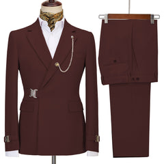 Connor Bespoke Burgundy Notched Lapel Men's Prom Suit