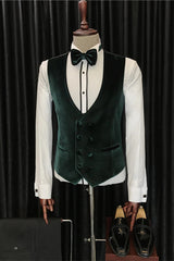 Contemporary White Velvet Shawl Collar Three-Piece Groom's Wedding Suit