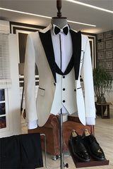 Craig Fashion White Peaked Lapel Three-Piece Prom Suit