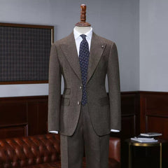 Craig Newest Coffee Peaked Lapel Men's Business Suit