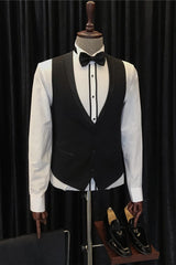 Curtis Bespoke Black Three-Piece Shawl Collar Groom's Wedding Attire