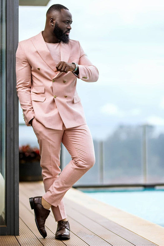 Daniel Chic Double Breasted Peak Lapel Pink Men’s Prom Suits