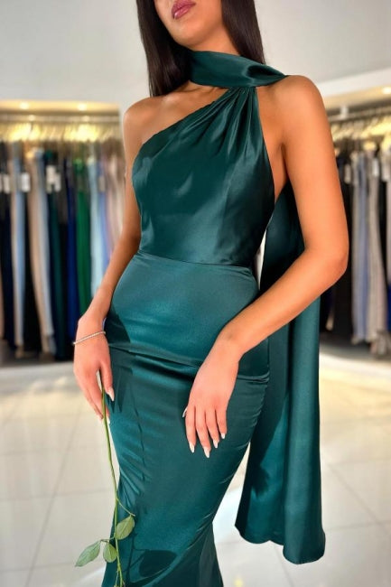 Dark Green High neck mermaid Prom Dress