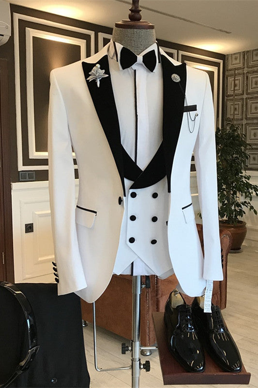 Dave White Peaked Lapel Three Piece Slim Prom Suit