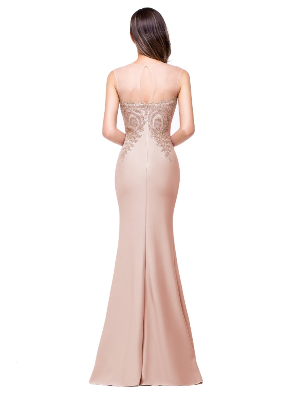 Designer Mermaid Floor-Length Sheer Floor Length Dresses with Rhinestone Appliques