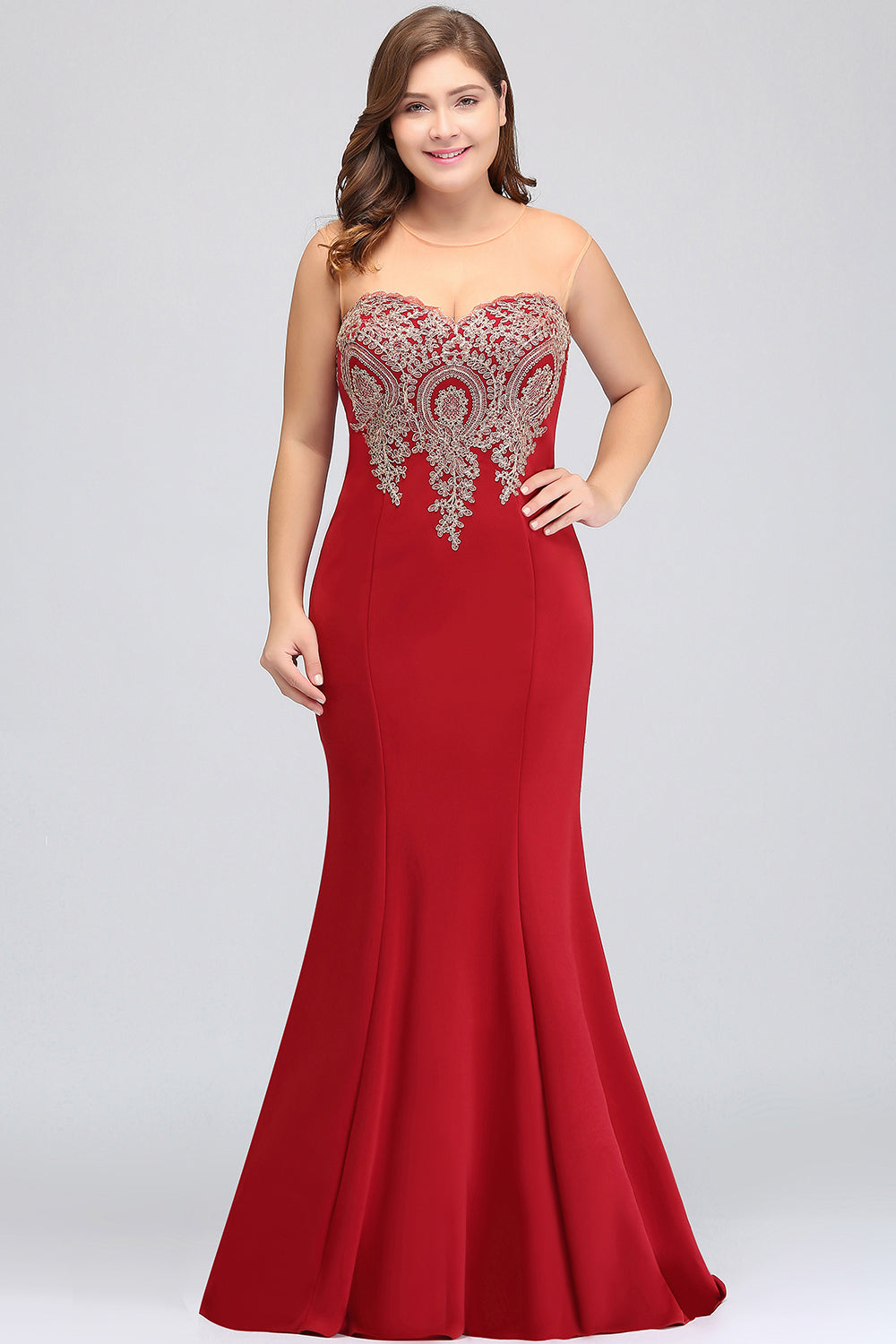 Designer Mermaid Floor-Length Sheer Floor Length Dresses with Rhinestone Appliques