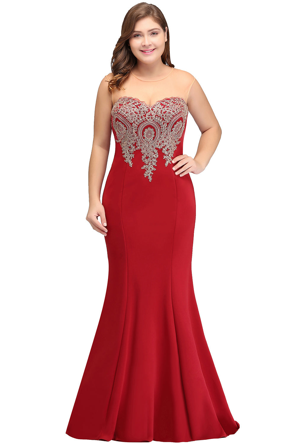 Designer Mermaid Floor-Length Sheer Floor Length Dresses with Rhinestone Appliques