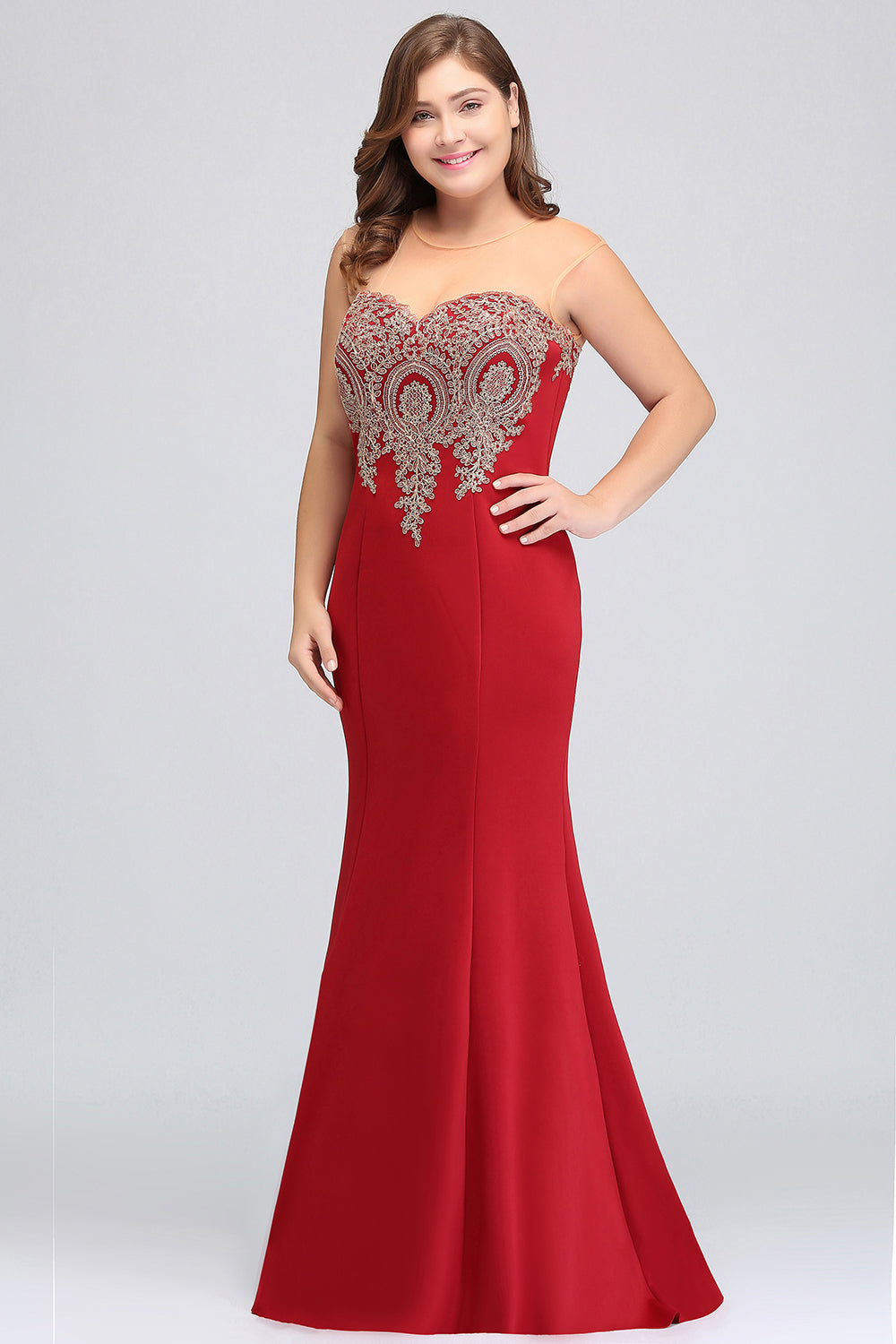 Designer Mermaid Floor-Length Sheer Floor Length Dresses with Rhinestone Appliques