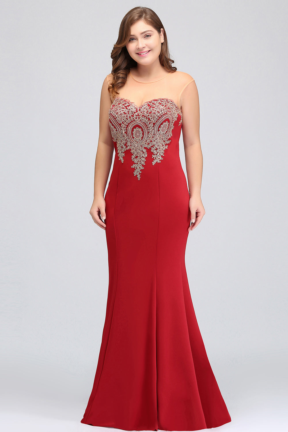 Designer Mermaid Floor-Length Sheer Floor Length Dresses with Rhinestone Appliques