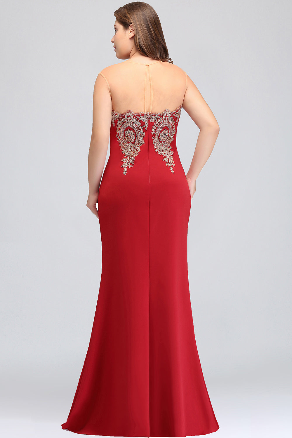 Designer Mermaid Floor-Length Sheer Floor Length Dresses with Rhinestone Appliques