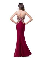 Designer Mermaid Floor-Length Sheer Floor Length Dresses with Rhinestone Appliques