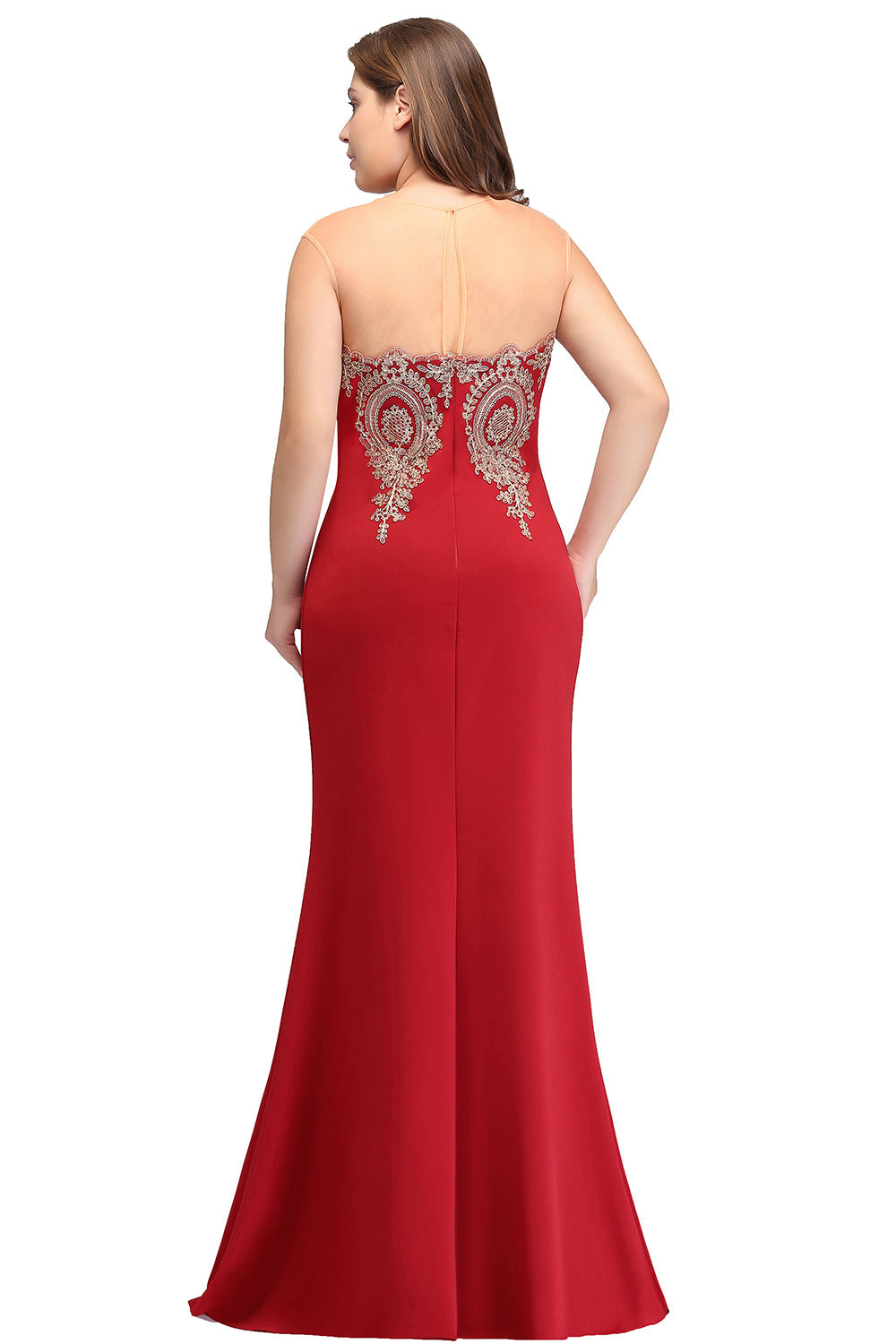 Designer Mermaid Floor-Length Sheer Floor Length Dresses with Rhinestone Appliques