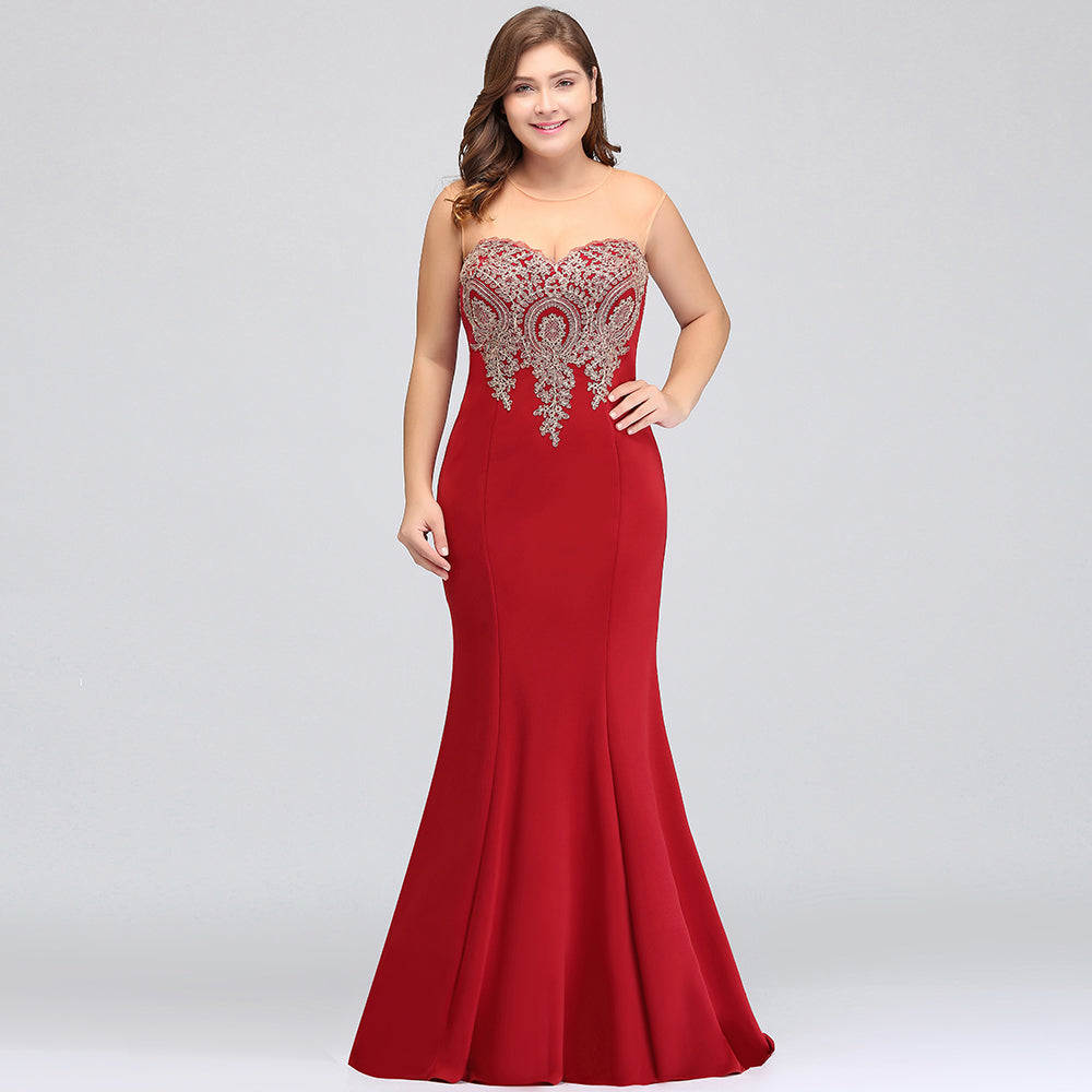 Designer Mermaid Floor-Length Sheer Floor Length Dresses with Rhinestone Appliques