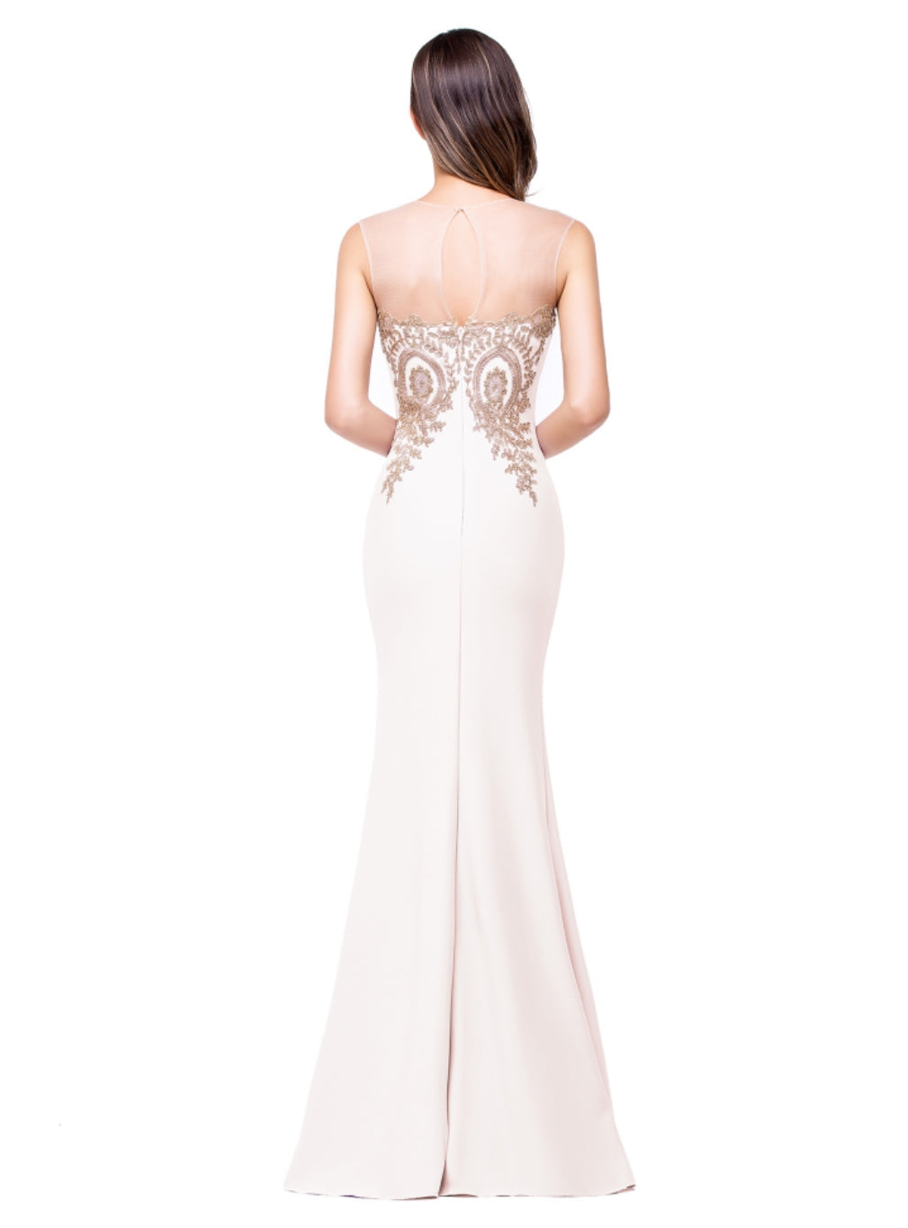 Designer Mermaid Floor-Length Sheer Floor Length Dresses with Rhinestone Appliques