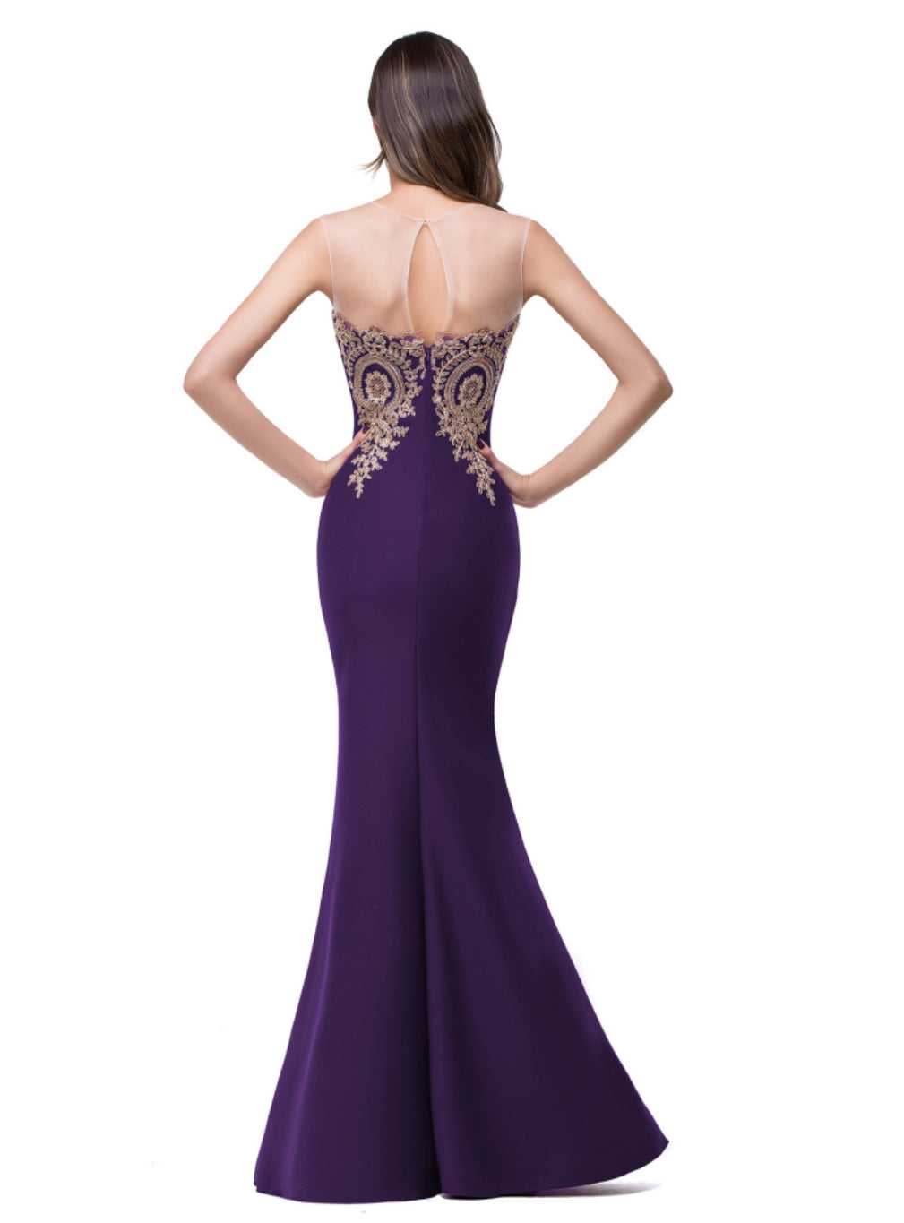 Designer Mermaid Floor-Length Sheer Floor Length Dresses with Rhinestone Appliques