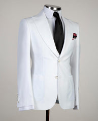 Desmond Latest White Peaked Lapel Three-Piece Business Men’s Suit