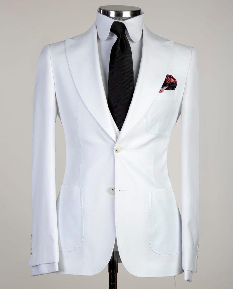 Desmond Latest White Peaked Lapel Three-Piece Business Men’s Suit