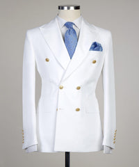 Dominic White Two-Piece Double Breasted Slim Fit Custom Men’s Suits