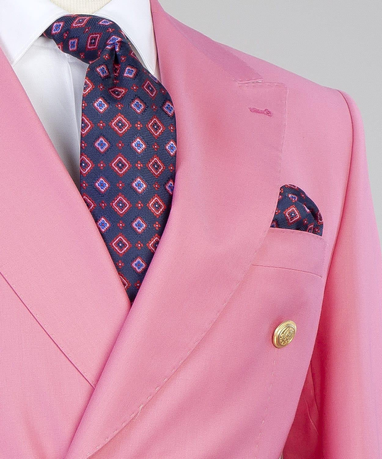 Donald Pink Trendy Double Breasted Peak Lapel Men’s Suits