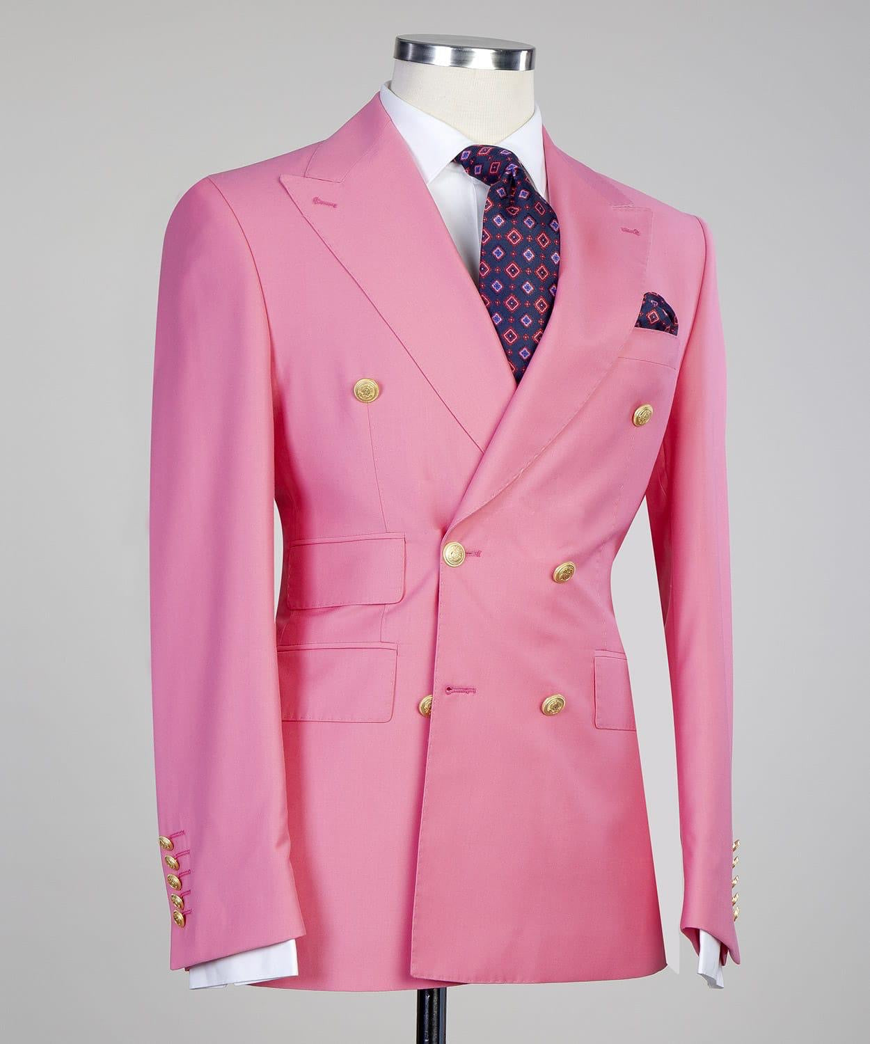 Donald Pink Trendy Double Breasted Peak Lapel Men’s Suits