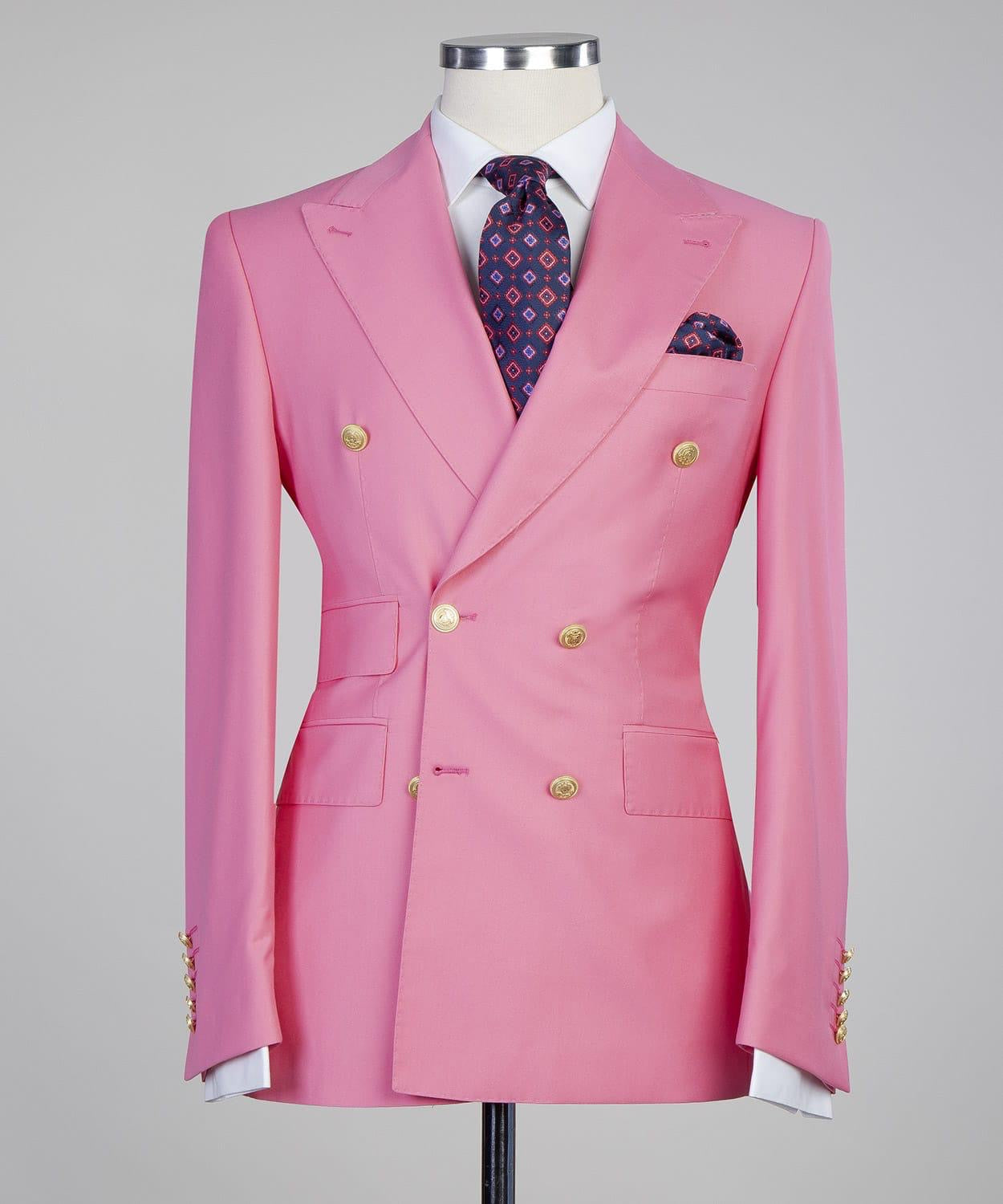 Donald Pink Trendy Double Breasted Peak Lapel Men’s Suits