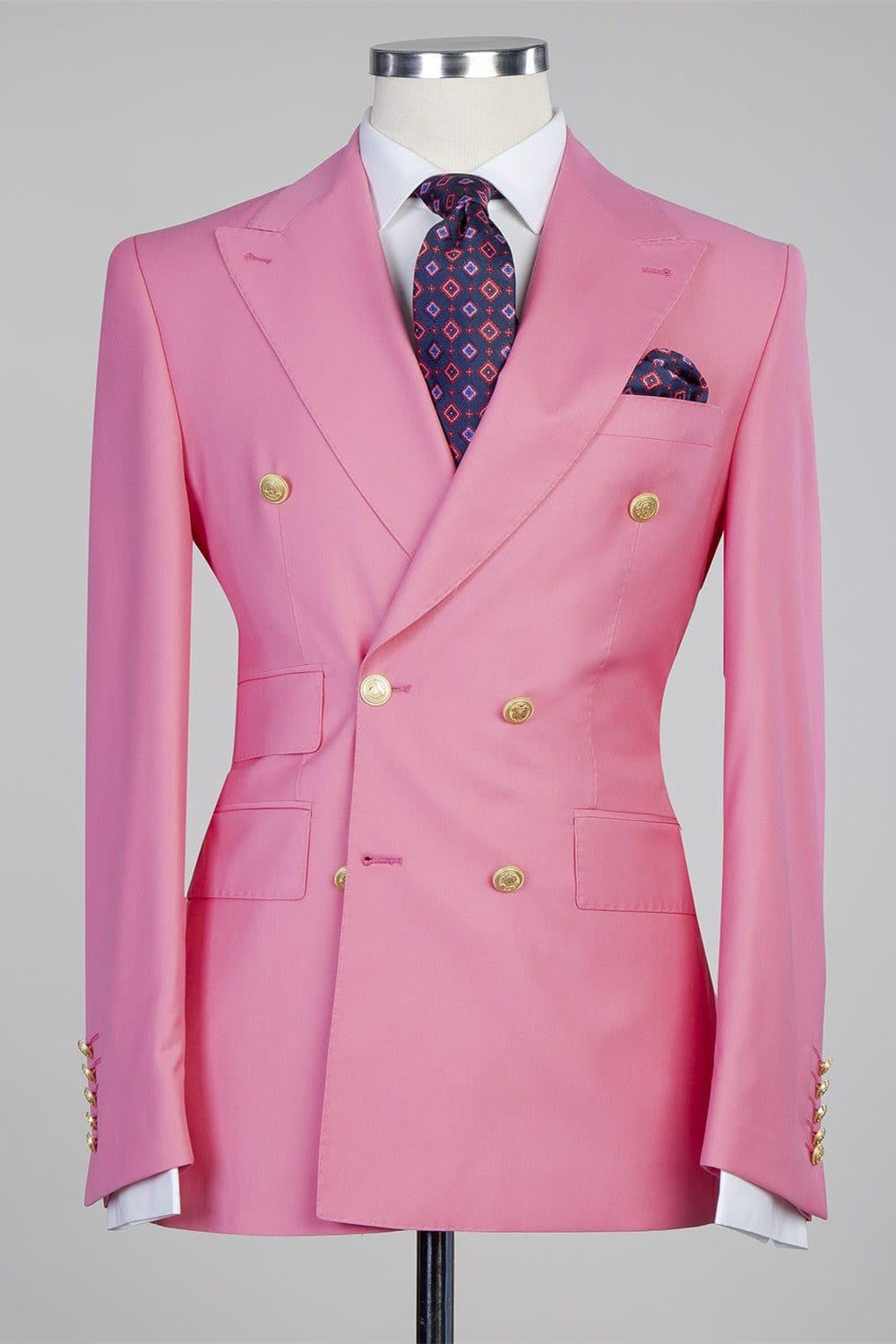 Donald Pink Trendy Double Breasted Peak Lapel Men’s Suits